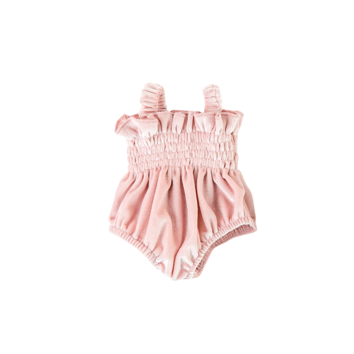 Doll Clothing - Olivia Smock Bubble Romper - Rose Blush Velvet