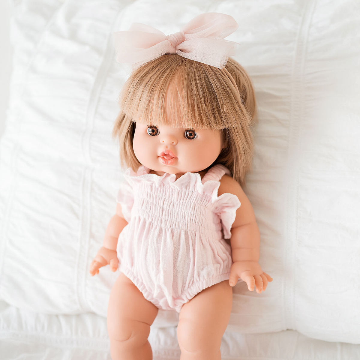 Doll Clothing - Olivia Smock Bubble Romper - Cotton Candy