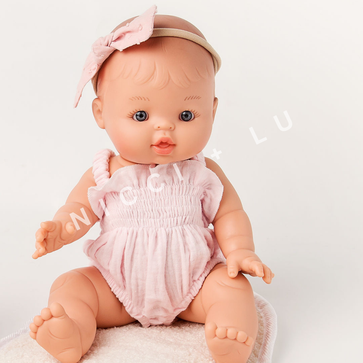 Doll Clothing – Olivia Smock Muslin Bubble Romper for 34cm Dolls - Cotton Candy