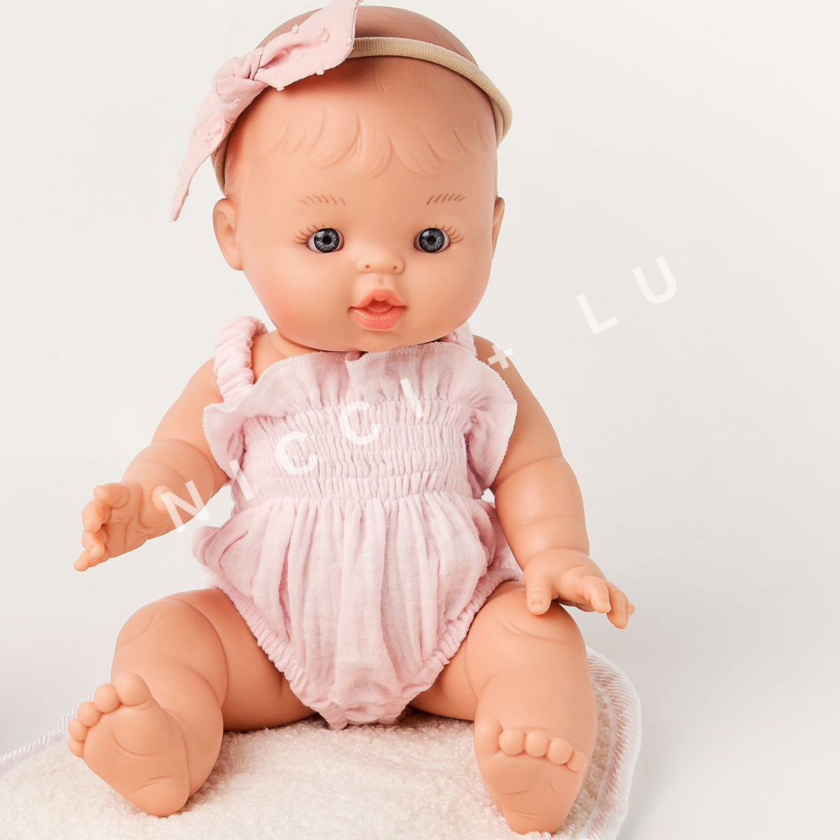 Doll Clothing – Olivia Smock Muslin Bubble Romper for 34cm Dolls - Cotton Candy