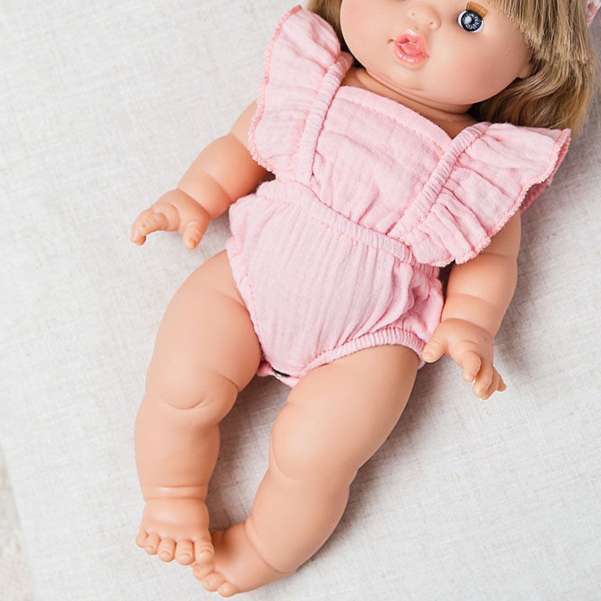 Doll Clothing - Emma Muslin Flutter Romper for 34cm Dolls – Cotton Candy