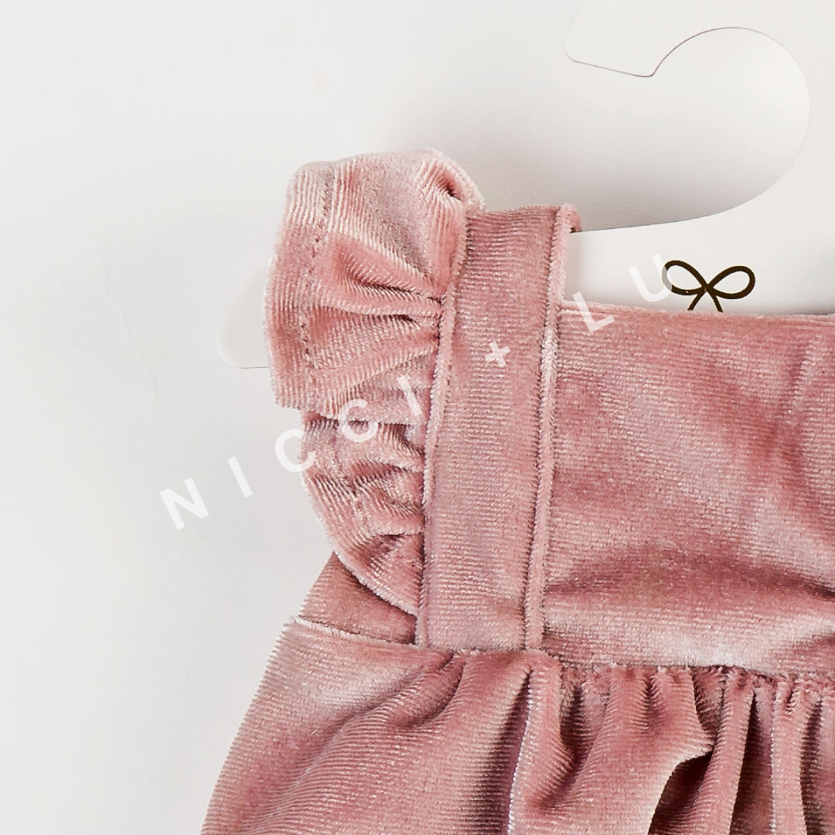 Doll Clothes - Elodie Frilled Bubble Playsuit for 34cm Dolls - Rose Blush Velvet