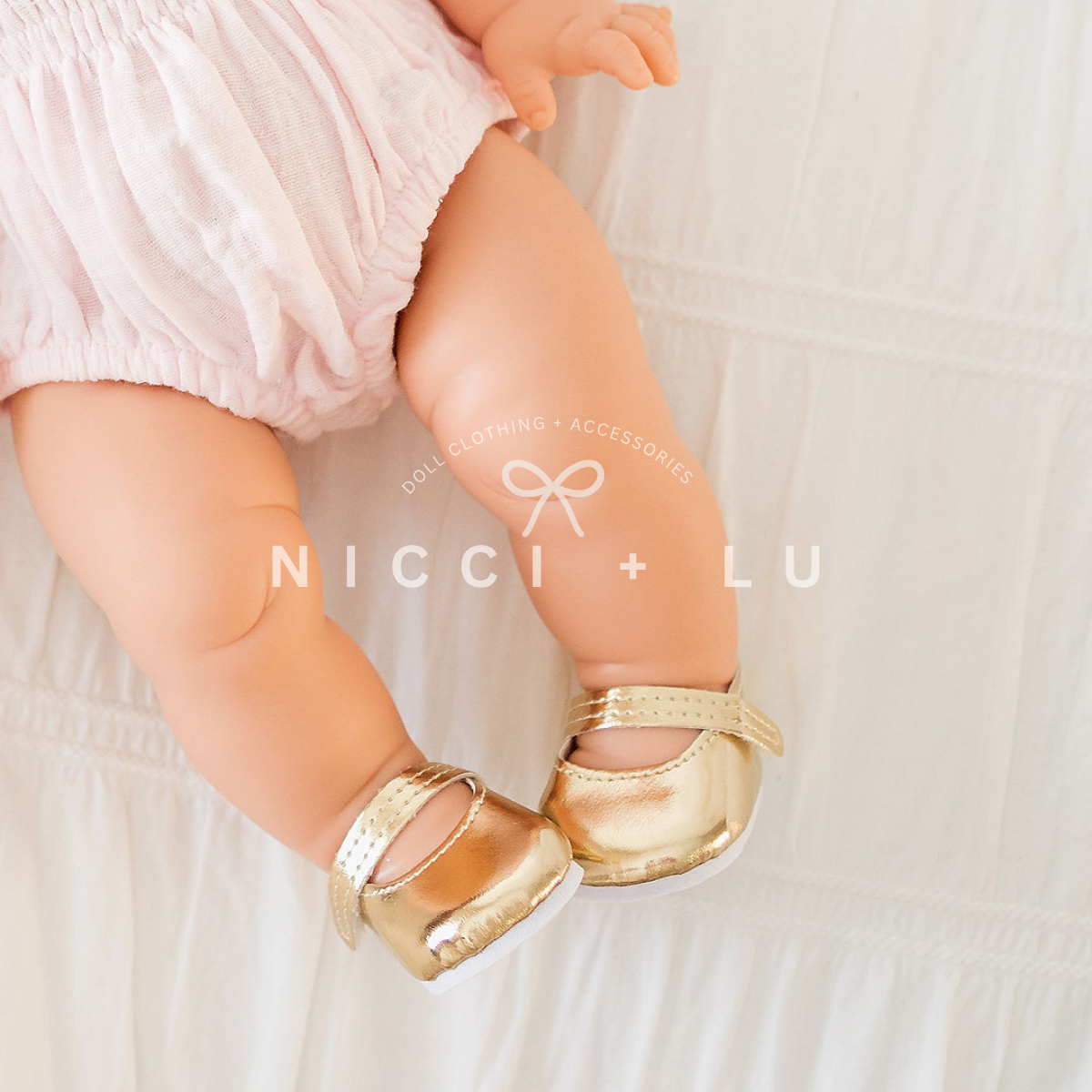 Mini Coletto Doll Shoes – Mary Jane with Strap for 34cm Doll – Gold
