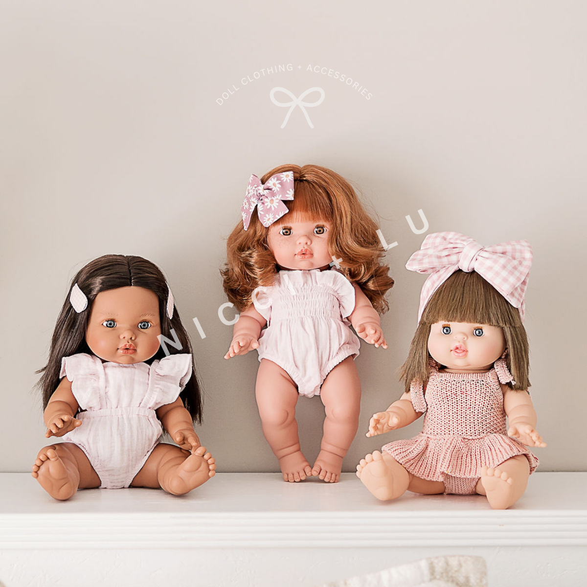 Doll Clothing – Olivia Smock Muslin Bubble Romper for 34cm Dolls - Cotton Candy