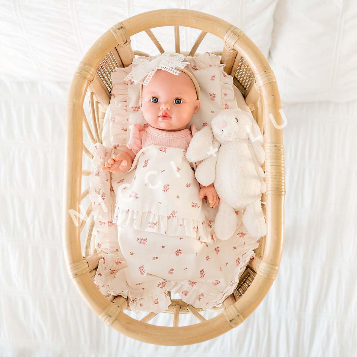 Doll Accessory - Frilled Doll Comforter & Cushion Set