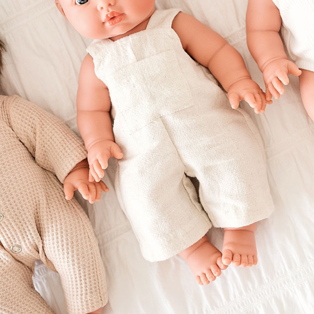 Doll Clothing - Jamie Linen Overall for 34cm Doll - Oatmeal