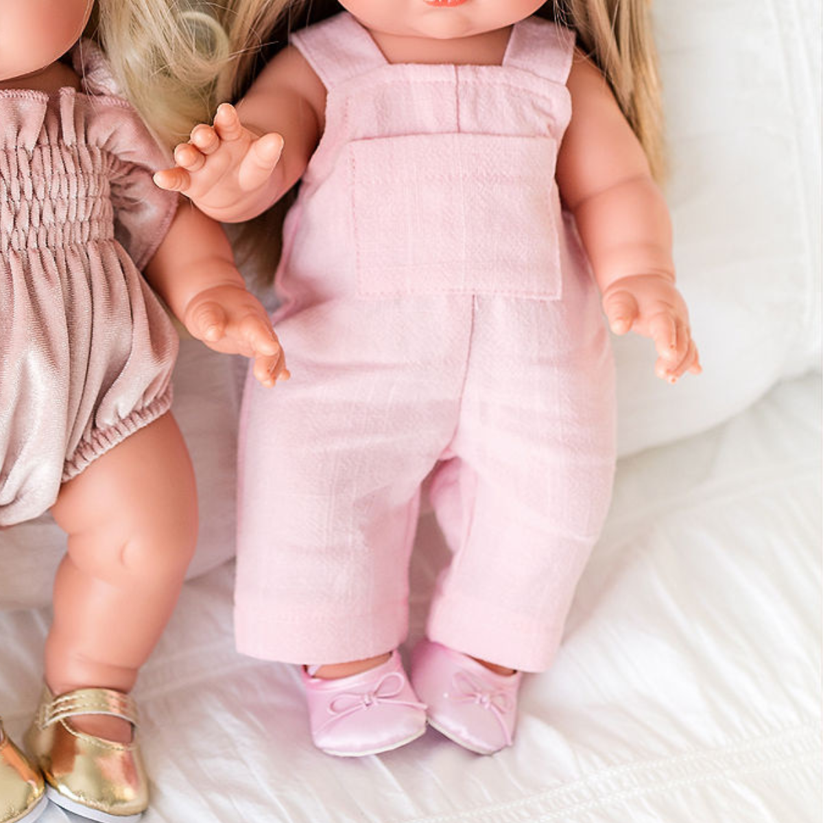 Doll Clothing - Jamie Linen Overall for 34cm Doll- Rose Pink