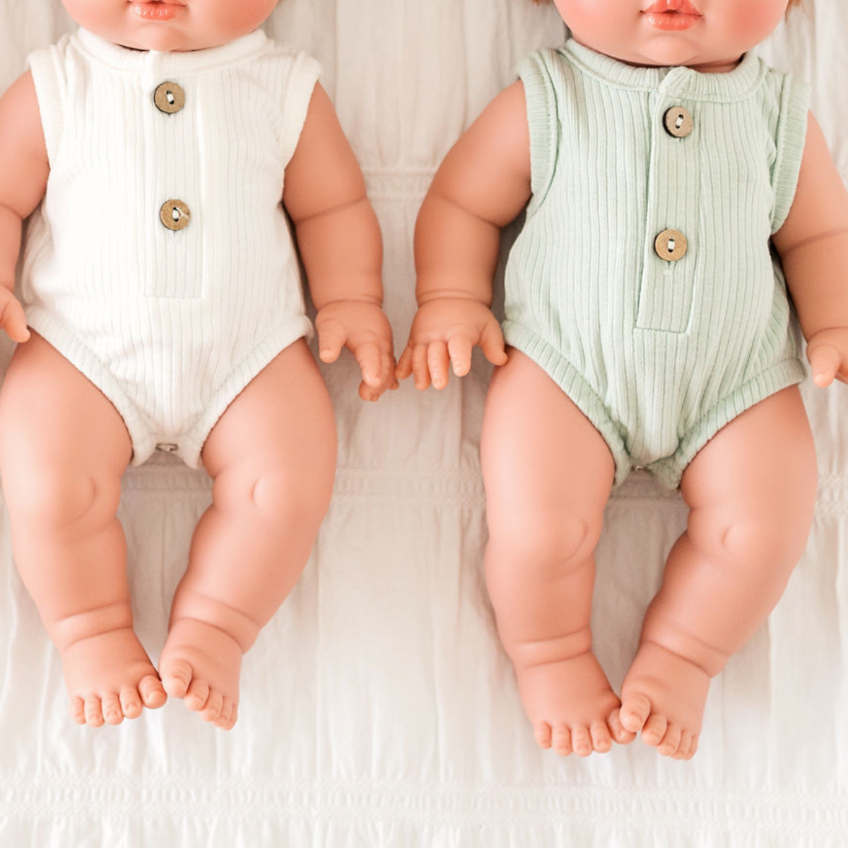 Doll Clothing - Luca Ribbed Bubble Romper for 34cm Dolls - Ivory