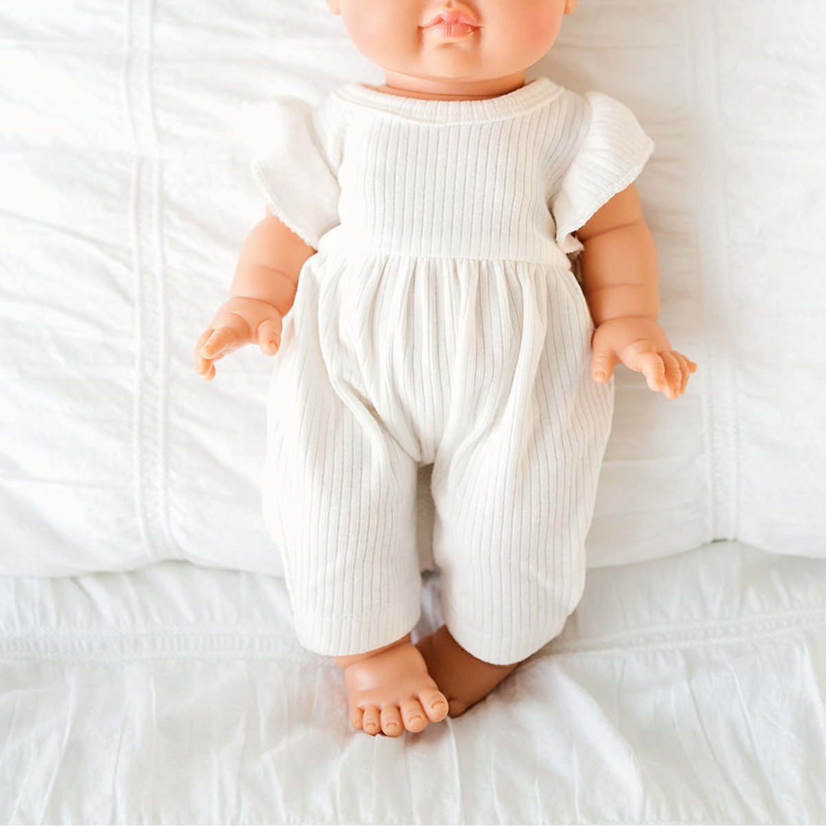 Doll Clothing - Lily Ribbed Jumpsuit for 34cm Doll - Ivory