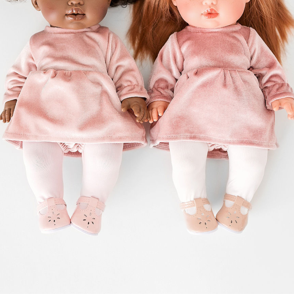Doll Clothing - Mae Velvet Dress for 34cm Dolls- Rose Blush