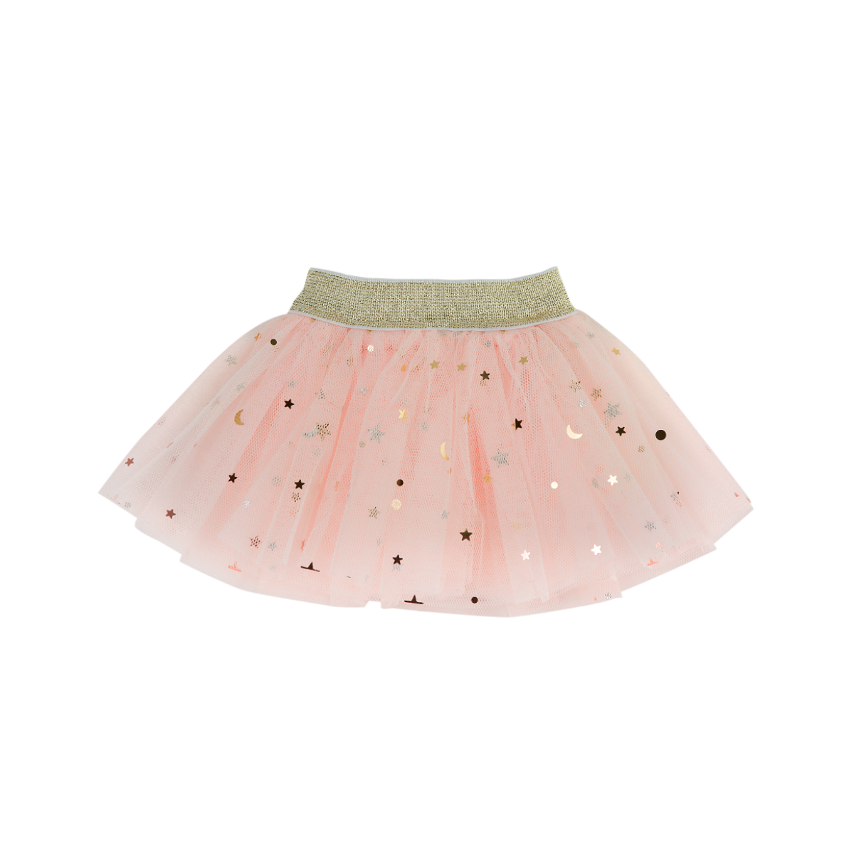 Flat lay of the Peach Doll Tulle Tutu with layered soft nylon tulle.
