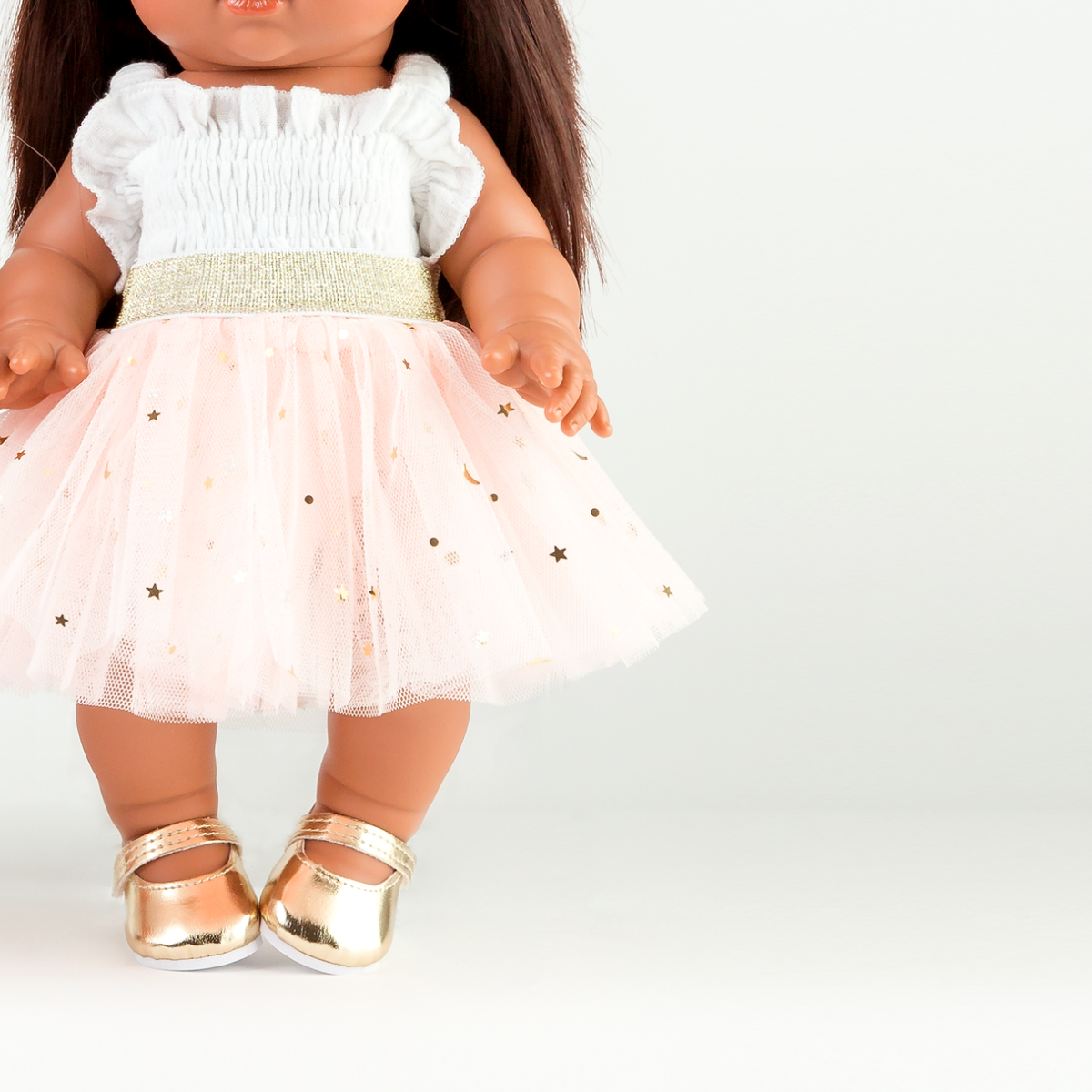 Flat lay of the Peach Doll Tulle Tutu with layered soft nylon tulle.