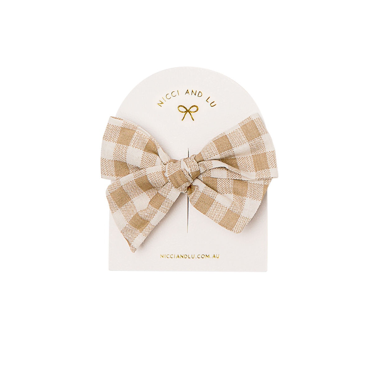 Pinweel Bow Clip-Caramel Gingham