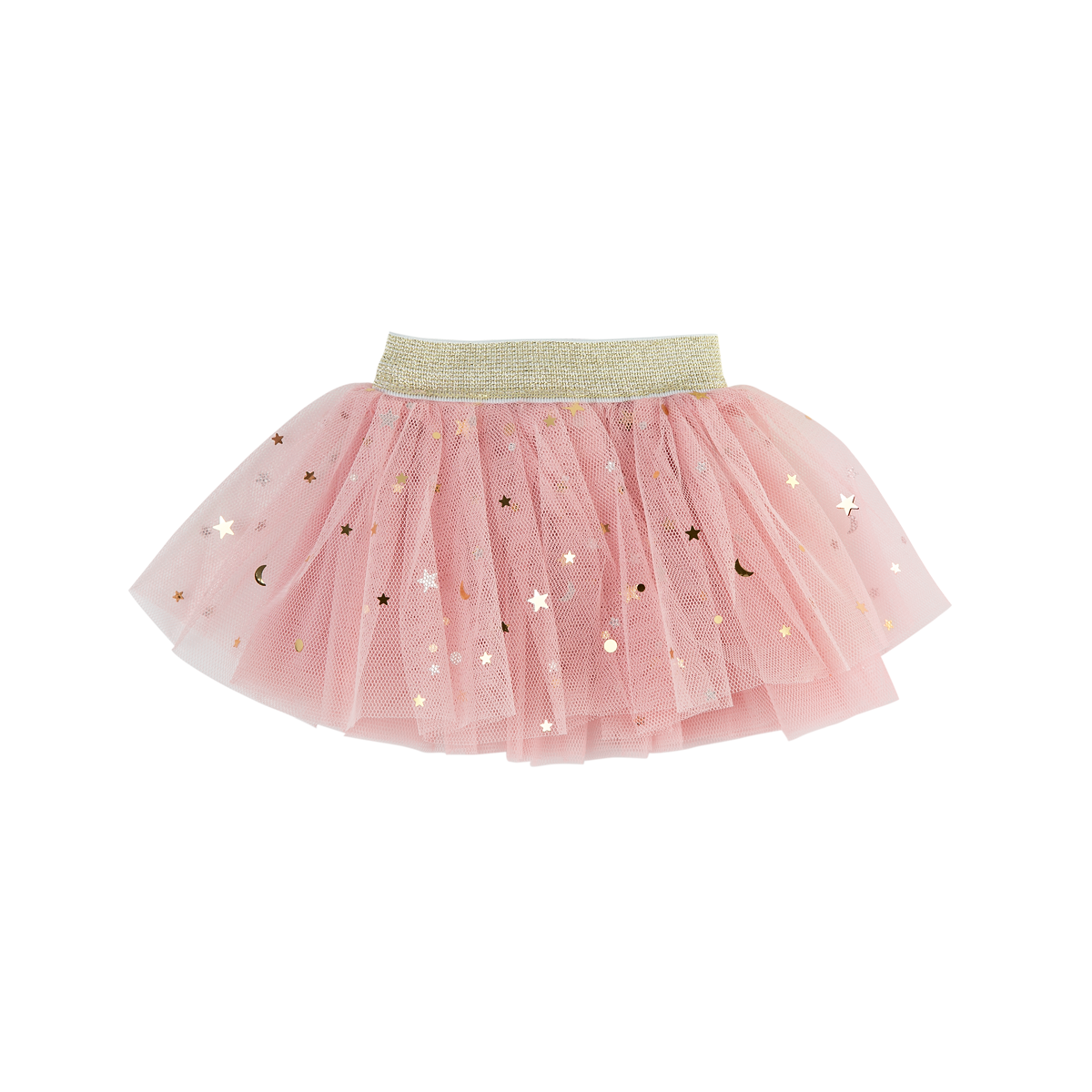 Rose Blush Doll Tulle Tutu with a soft gold elastic waistband for 34–38cm dolls.