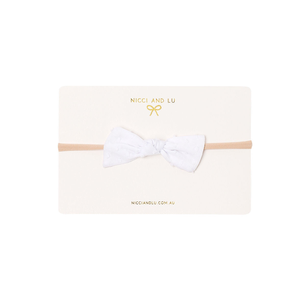Soft Headband- Knot Bow White Little Dottie