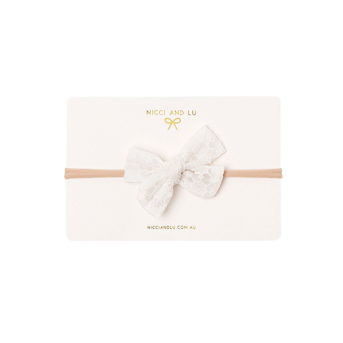 Soft Headband- Pinweel Bow Ivory Orchid Lace