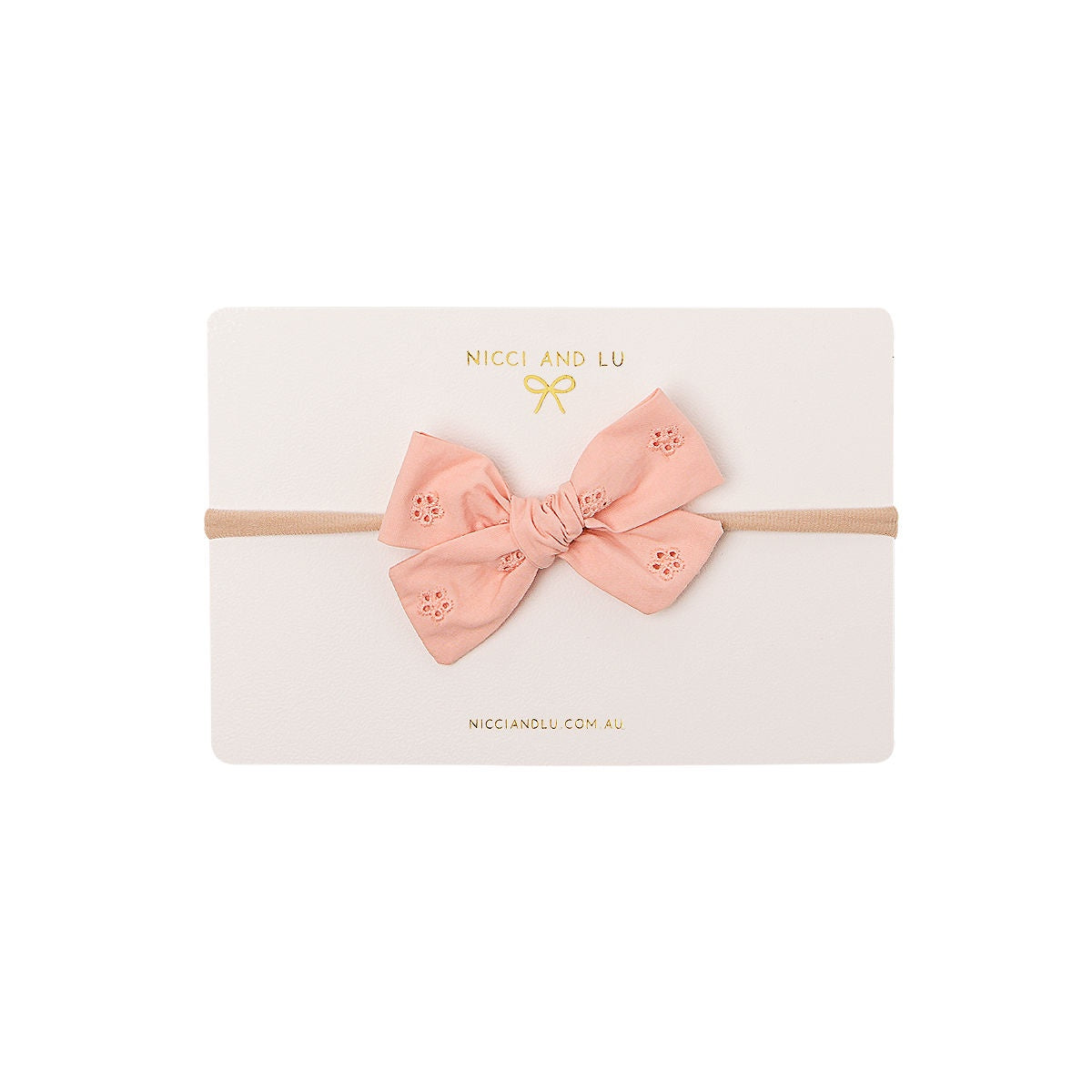 Soft Headband-Pinweel Bow Peach Daisy Embroidery