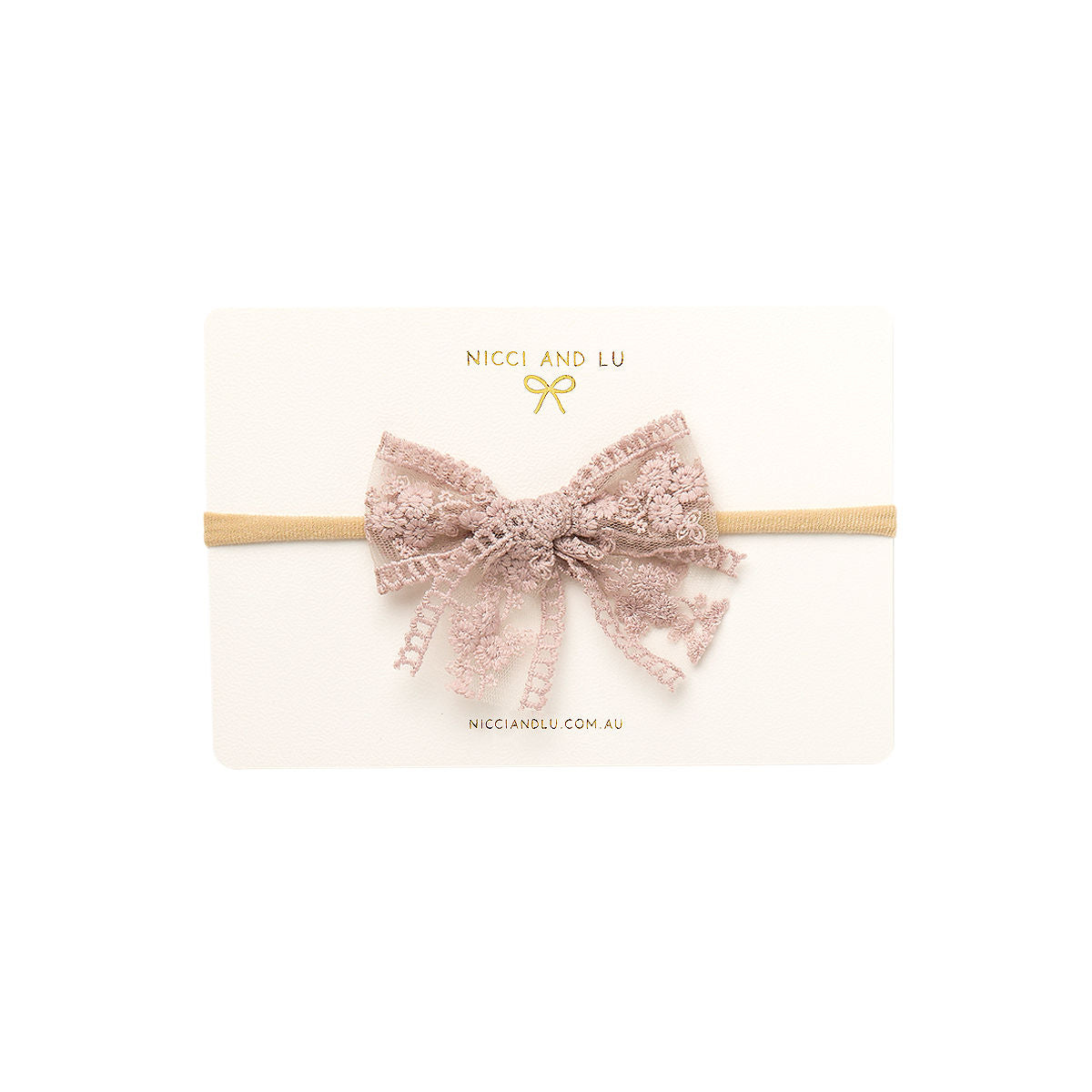 Soft Headband- Pinweel Bow Crochet Lace - Mauve