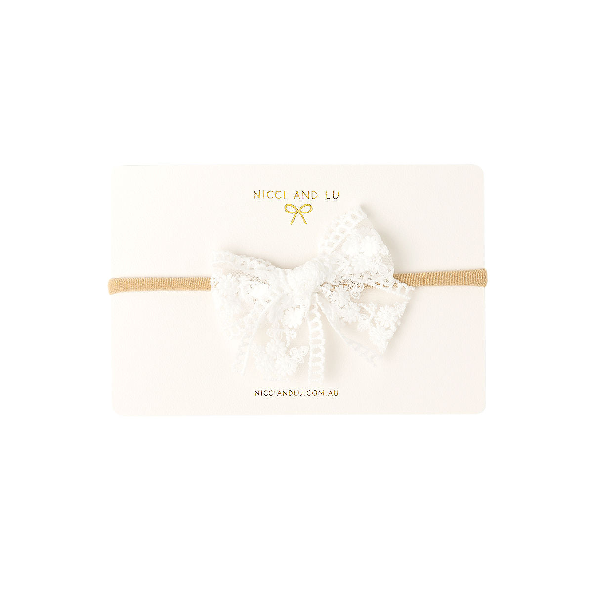 Soft Headband- Pinweel Bow Crochet Lace - White