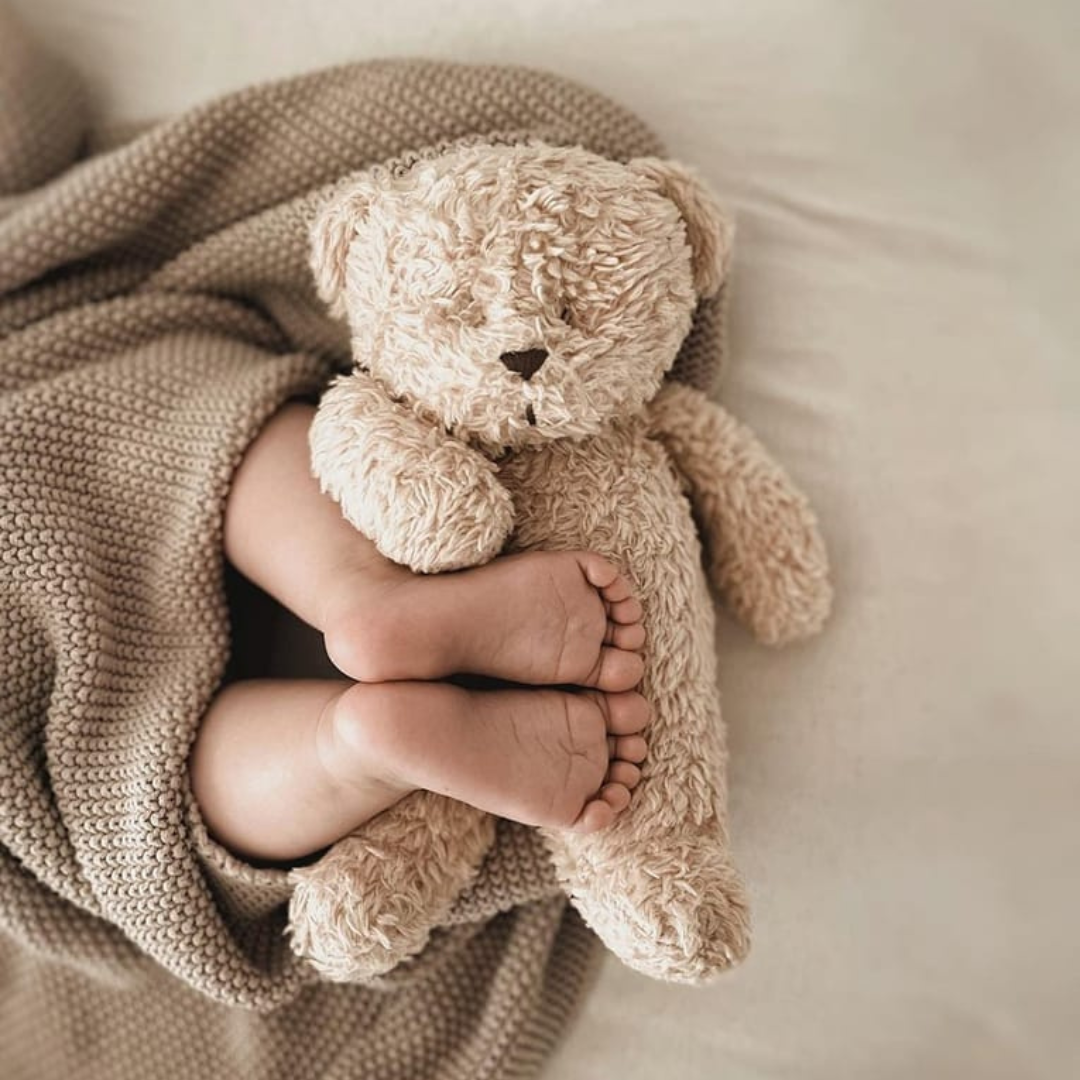 Moonie Organic Humming Bear with Lamp - Sand