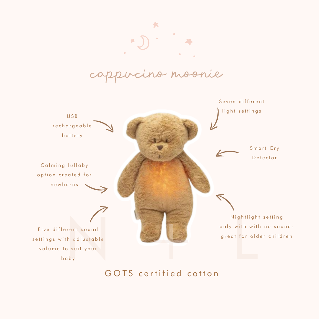 Moonie Organic Humming Bear with Lamp - Cappuccino