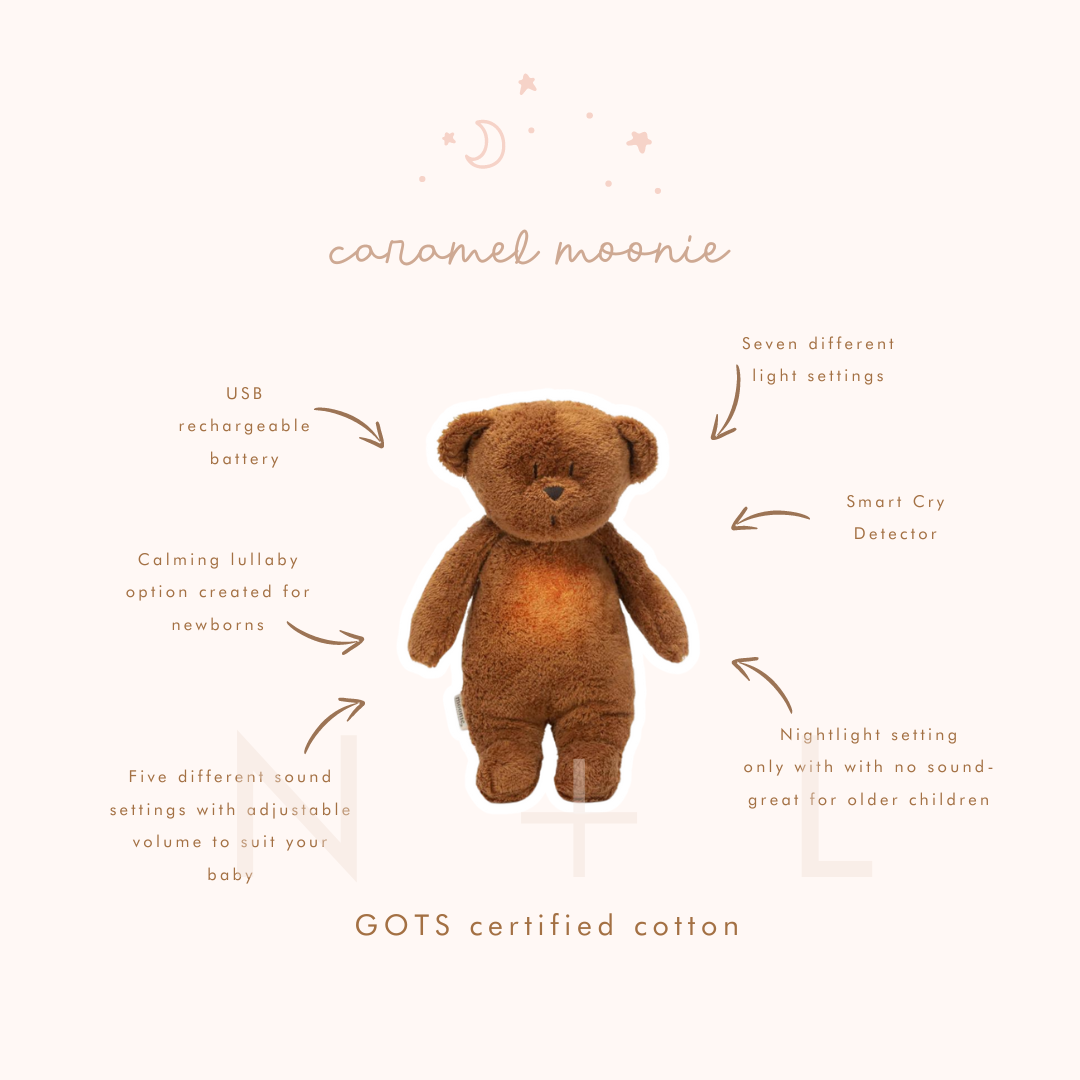 Moonie Organic Humming Bear with Lamp - Caramel