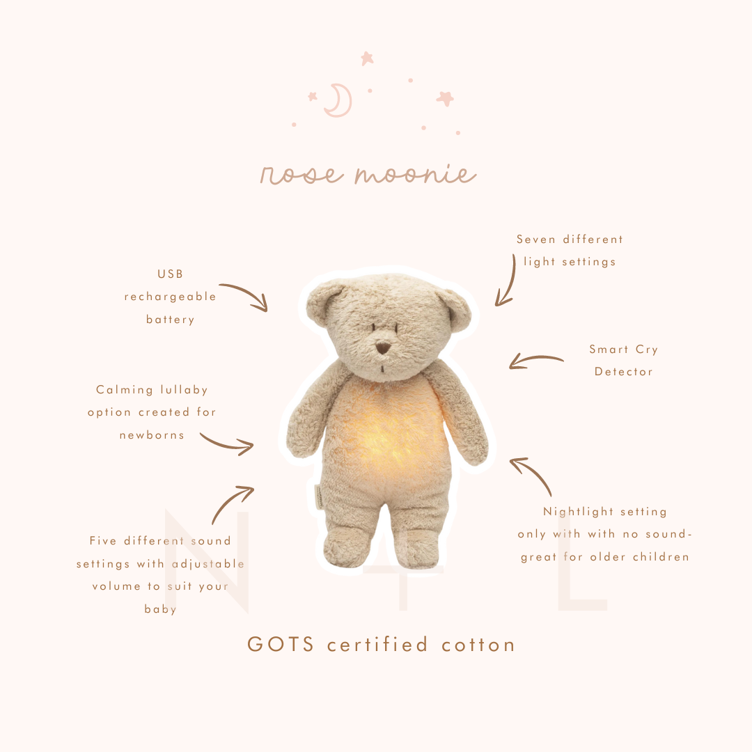 Moonie Organic Humming Bear with Lamp - Sand