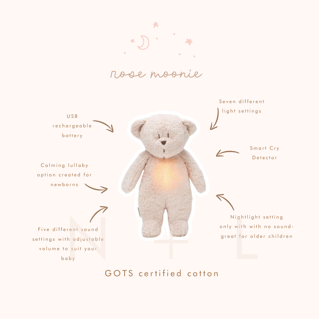 Moonie Organic Humming Bear with Lamp - Rose