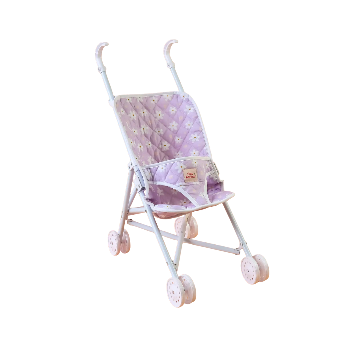 Tiny Harlow Folding Doll Stroller in Lilac Daisy print