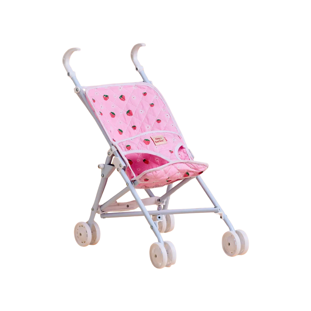 Tiny Harlow Folding Doll Stroller in Strawberry Picnic print