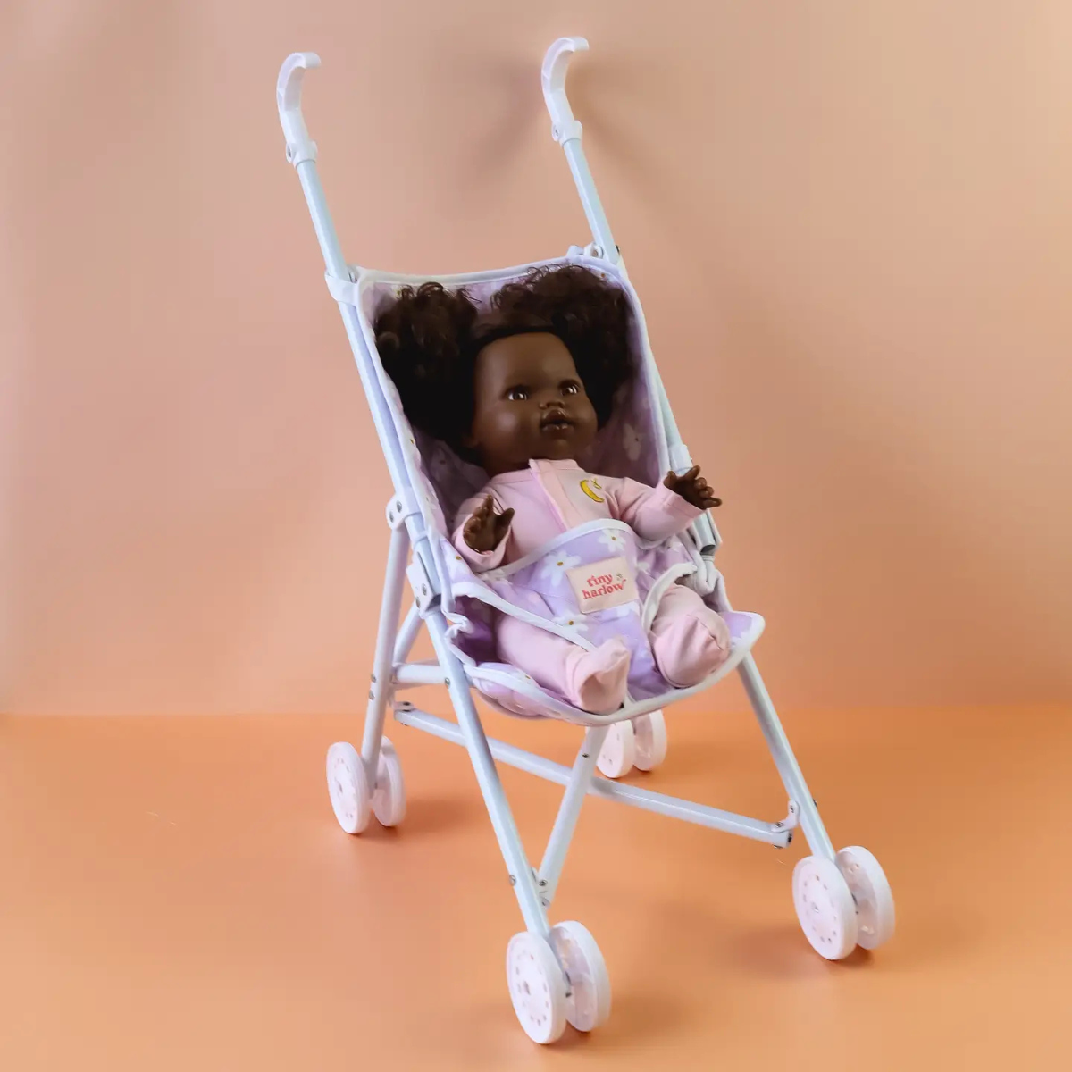 Tiny Harlow Folding Doll Stroller in Lilac Daisy print