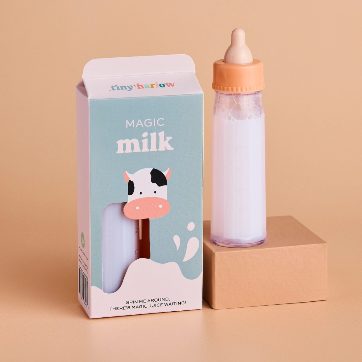 Tiny Harlow Magic Milk and Magic Juice accessories for dolls displayed together