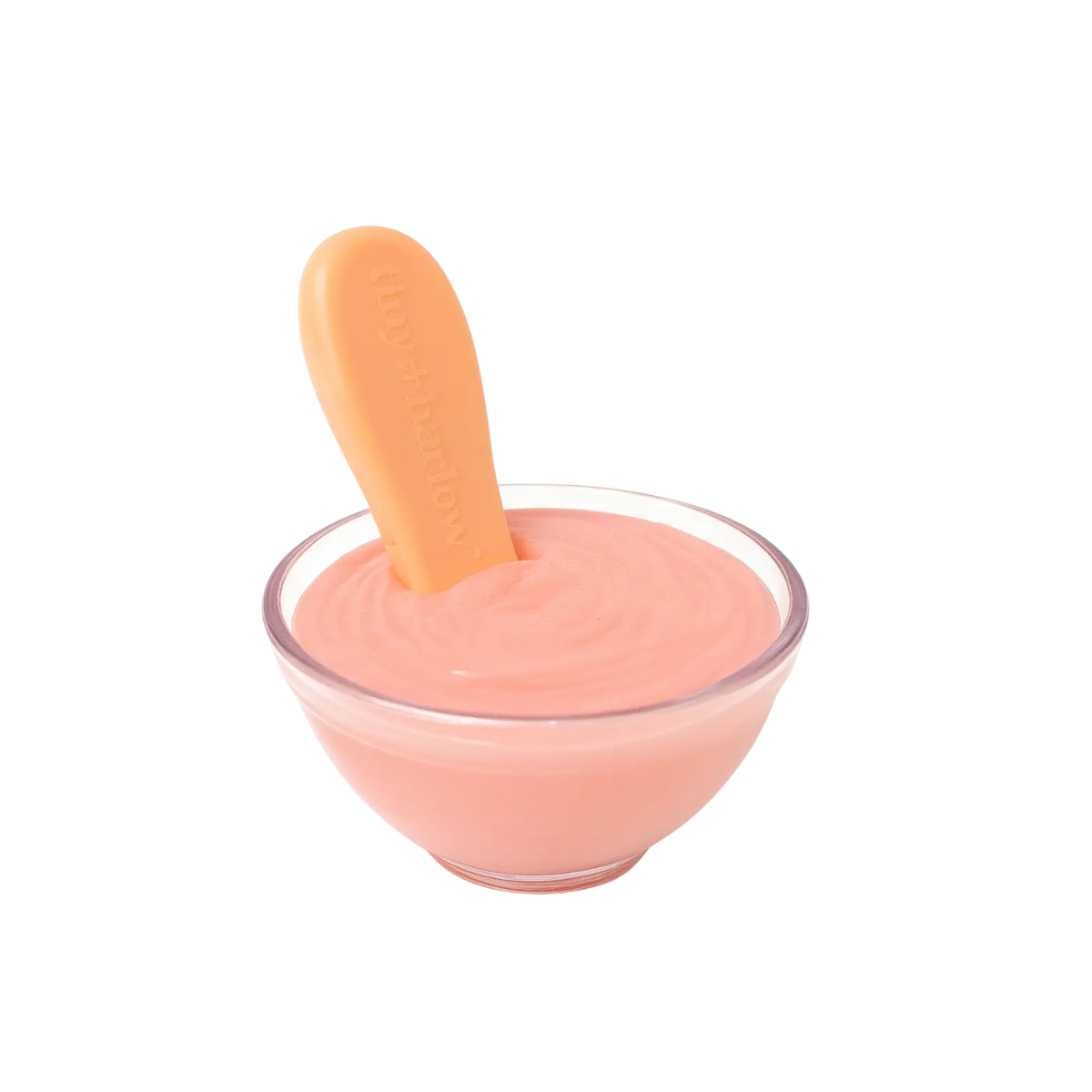 Tiny Harlow Strawberry Yoghurt bowl with spoon for imaginative doll play.