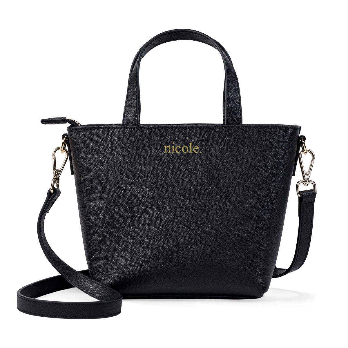 Mini Tote Bag in Saffiano Leather - Black