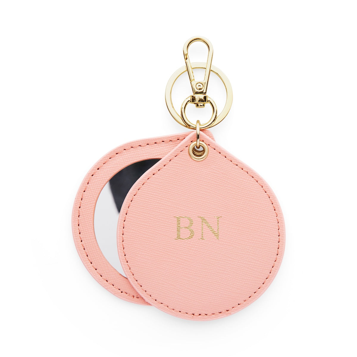Compact Mirror - Pink Saffiano Leather