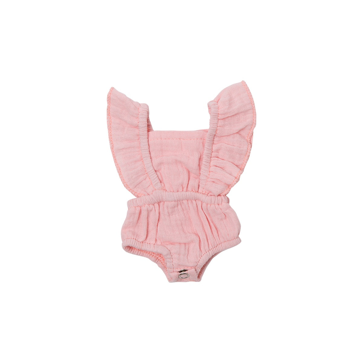 Doll Clothing + Outfits - Emma Muslin Flutter Romper fits 34-38cm Dolls - Pink for Mini Colettos, Minikane and Miniland Dolls