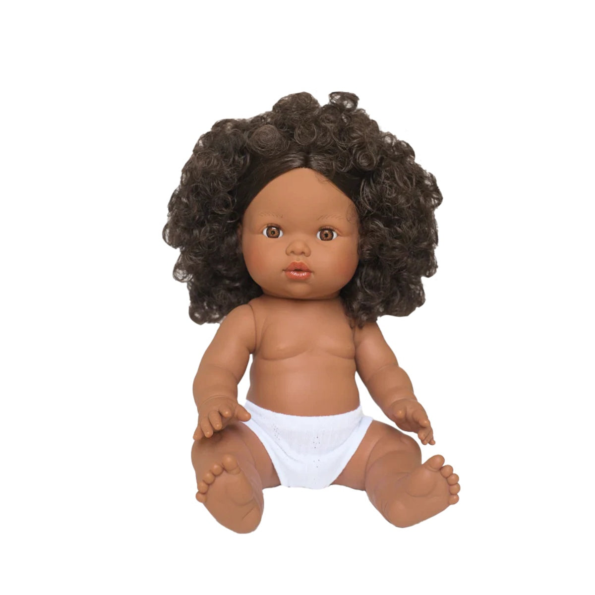 Zaara is a beautiful 34cm Mini Colettos doll with Brown eyes and short curly hair.