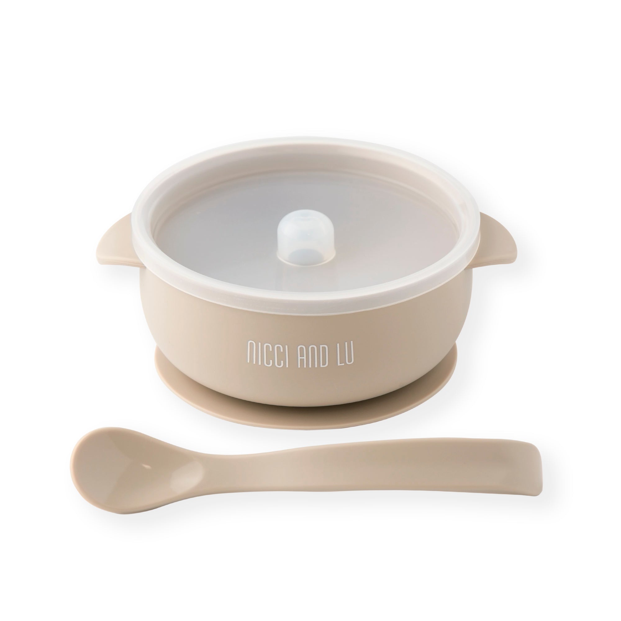 Silicone Suction Bowl and Spoon Set - Sand