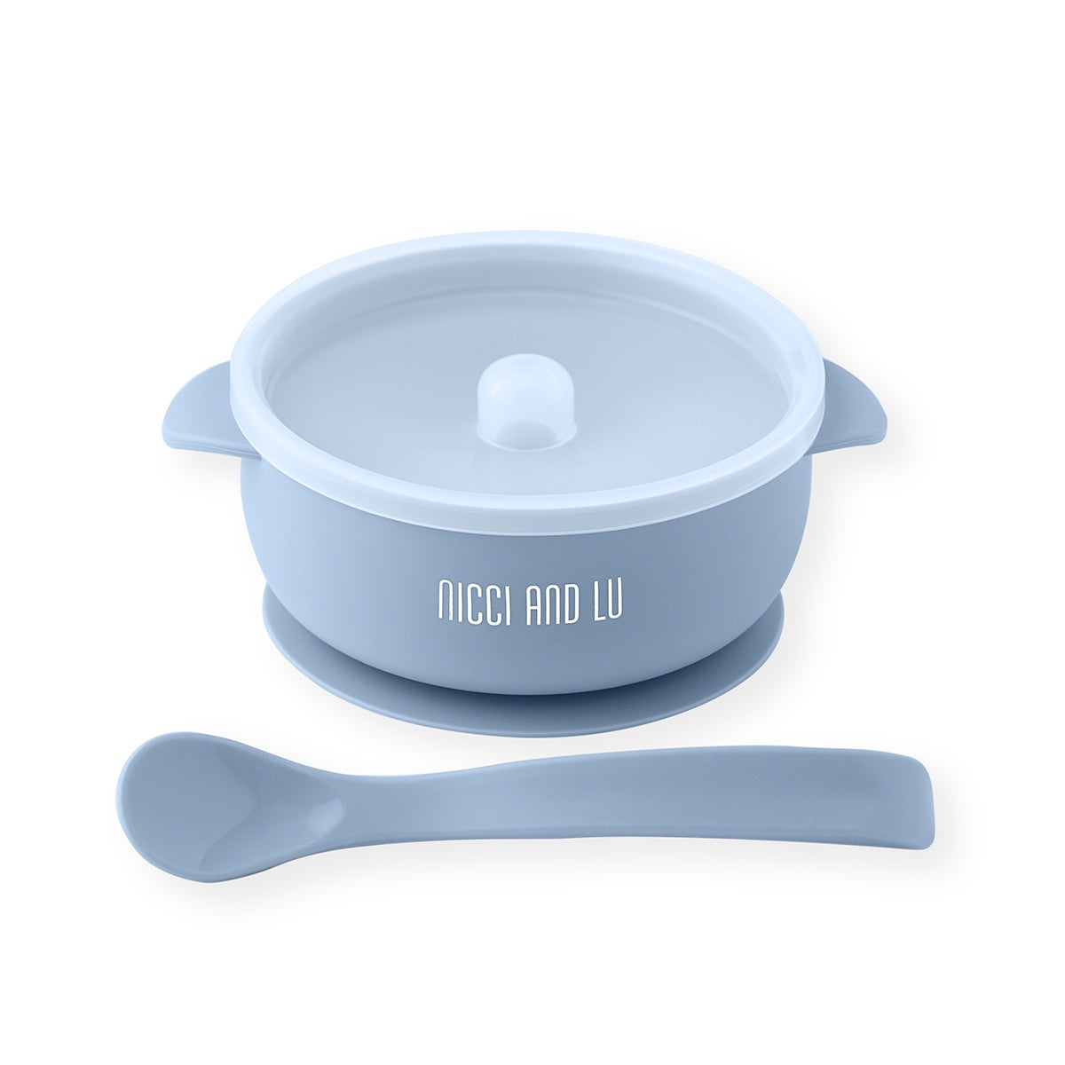 Silicone Suction Bowl and Spoon Set - Sky Blue