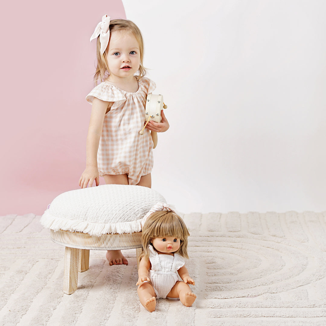 Doll Clothing - Emma Muslin Flutter Romper - Ivory