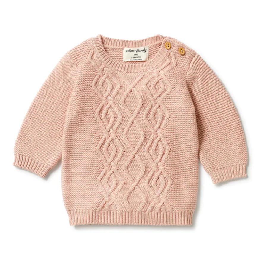 Knitted Cable Jumper - Rose - Knitwear