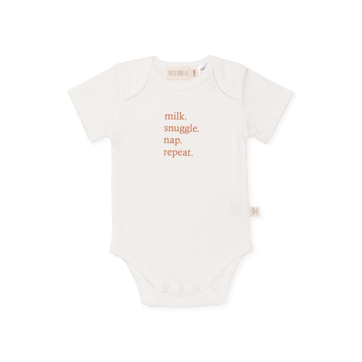 Milk Snuggle Nap Repeat Word Romper