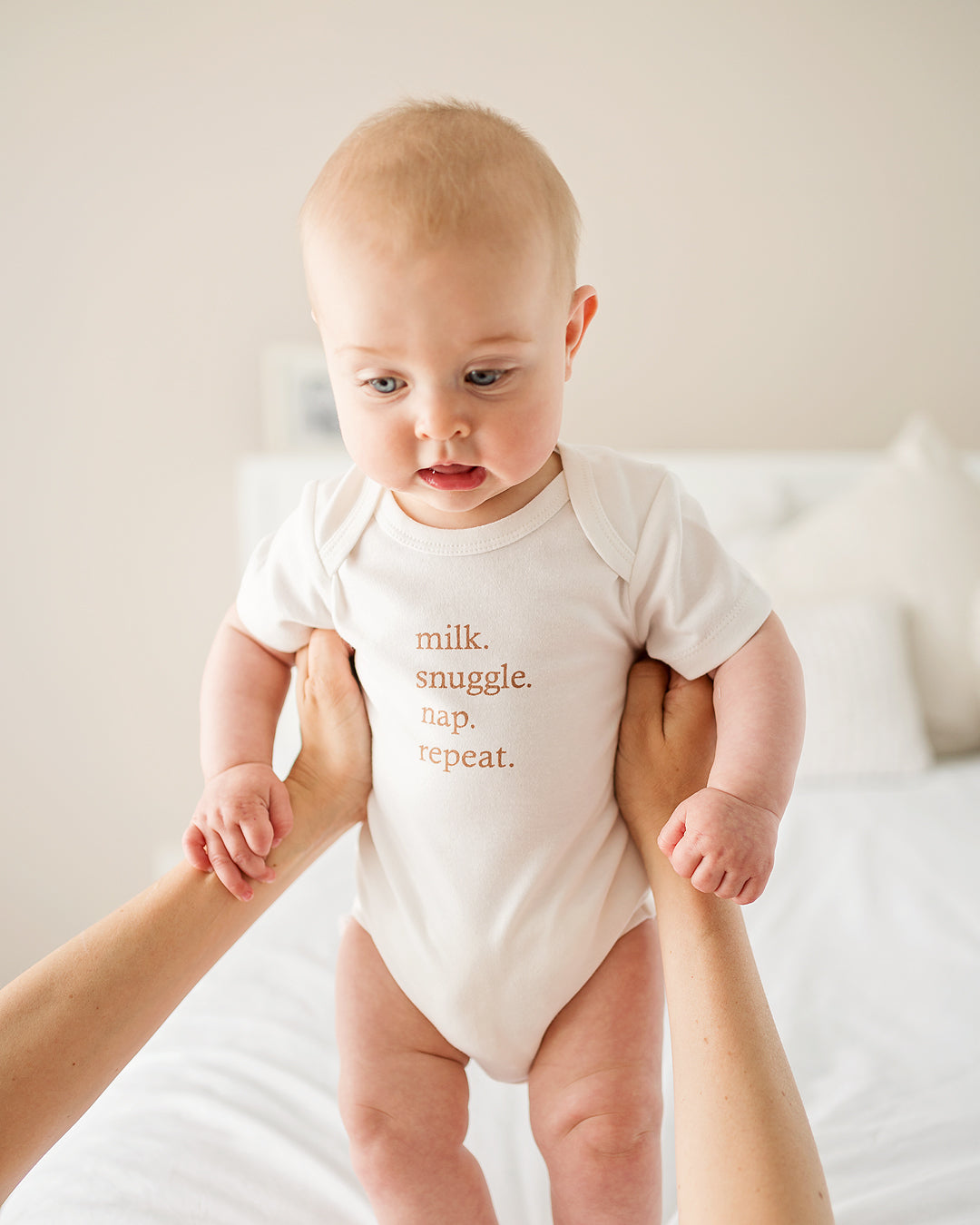 Milk Snuggle Nap Repeat Word Romper