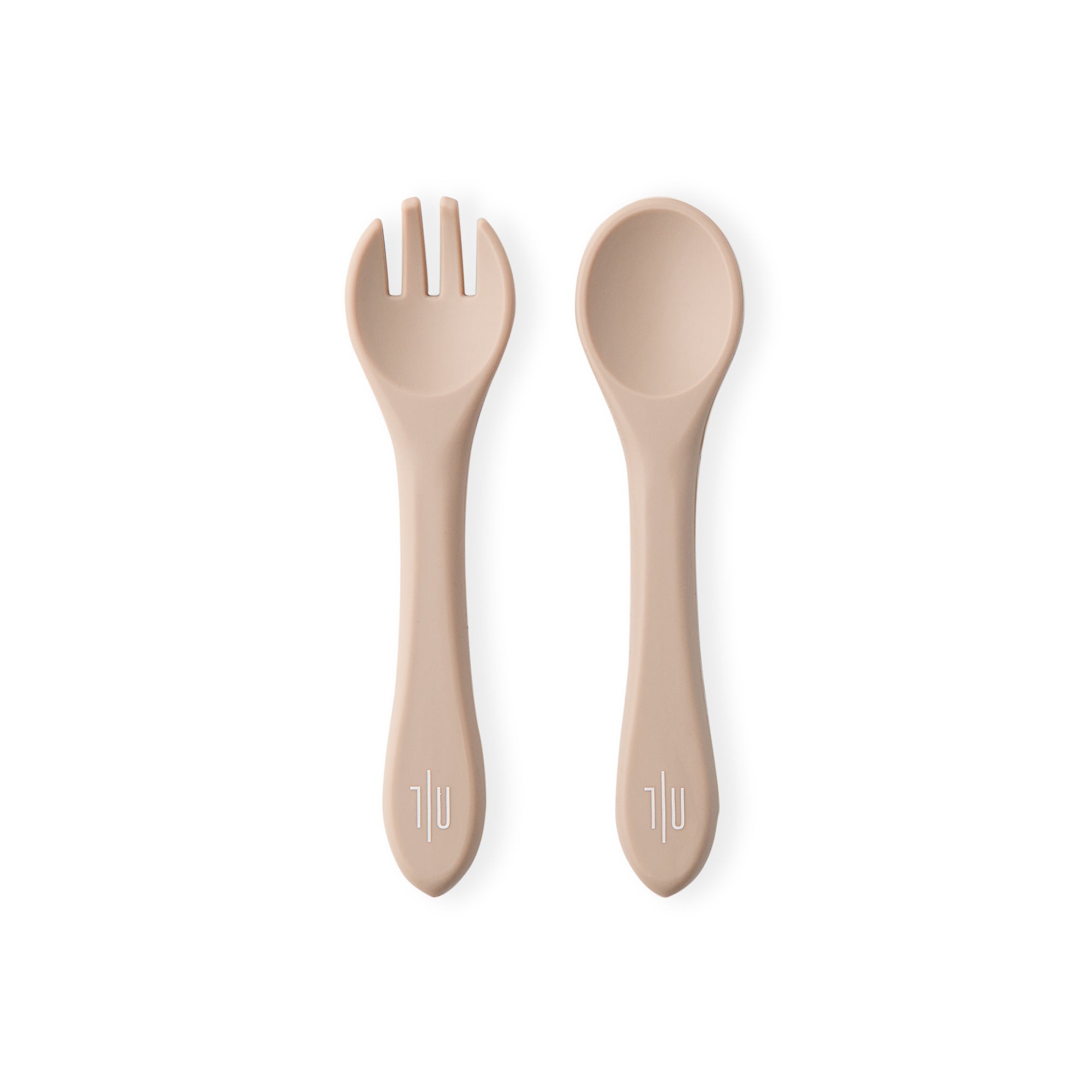 Silicone Fork and Spoon Set - Sand