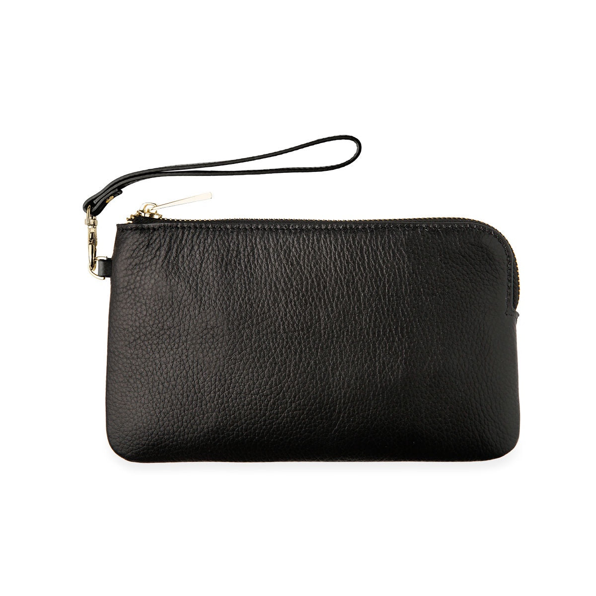 Medium Pebble Leather Clutch - Black