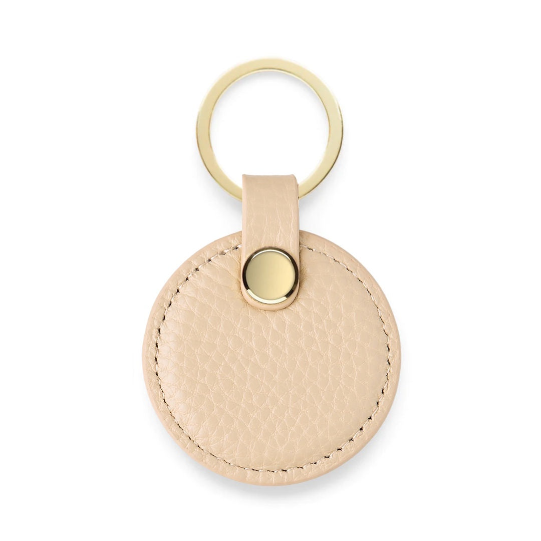 Circle Keyring - Taupe Pebble Leather