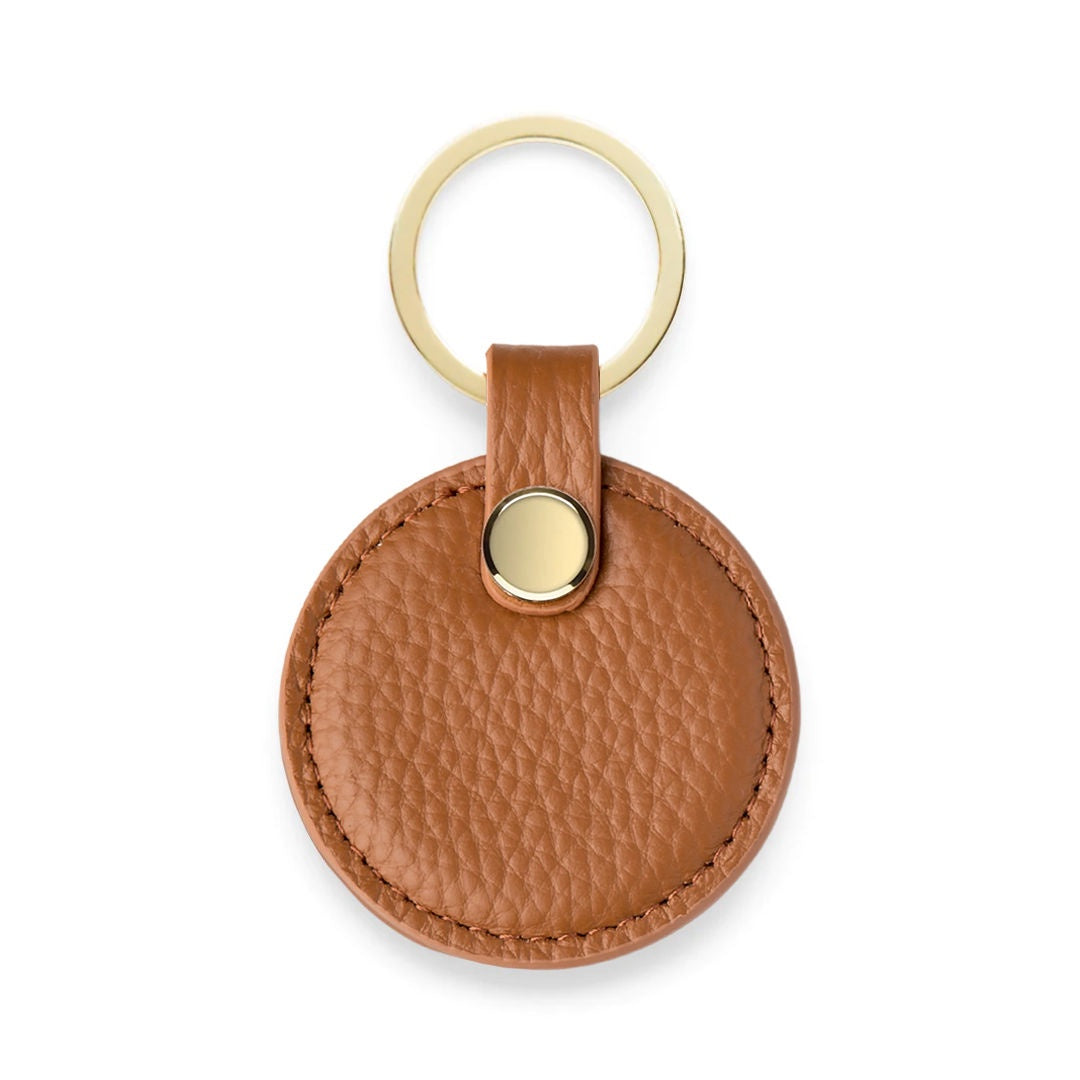 In Circle Key Rings Circle Keyring - Tan Pebble Leather - NICCI AND LU