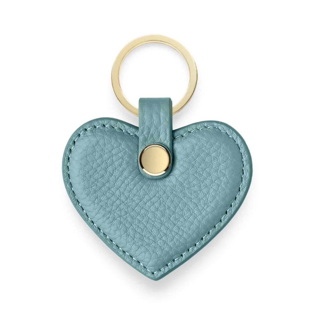 Heart Keyring - Green Pebble Leather