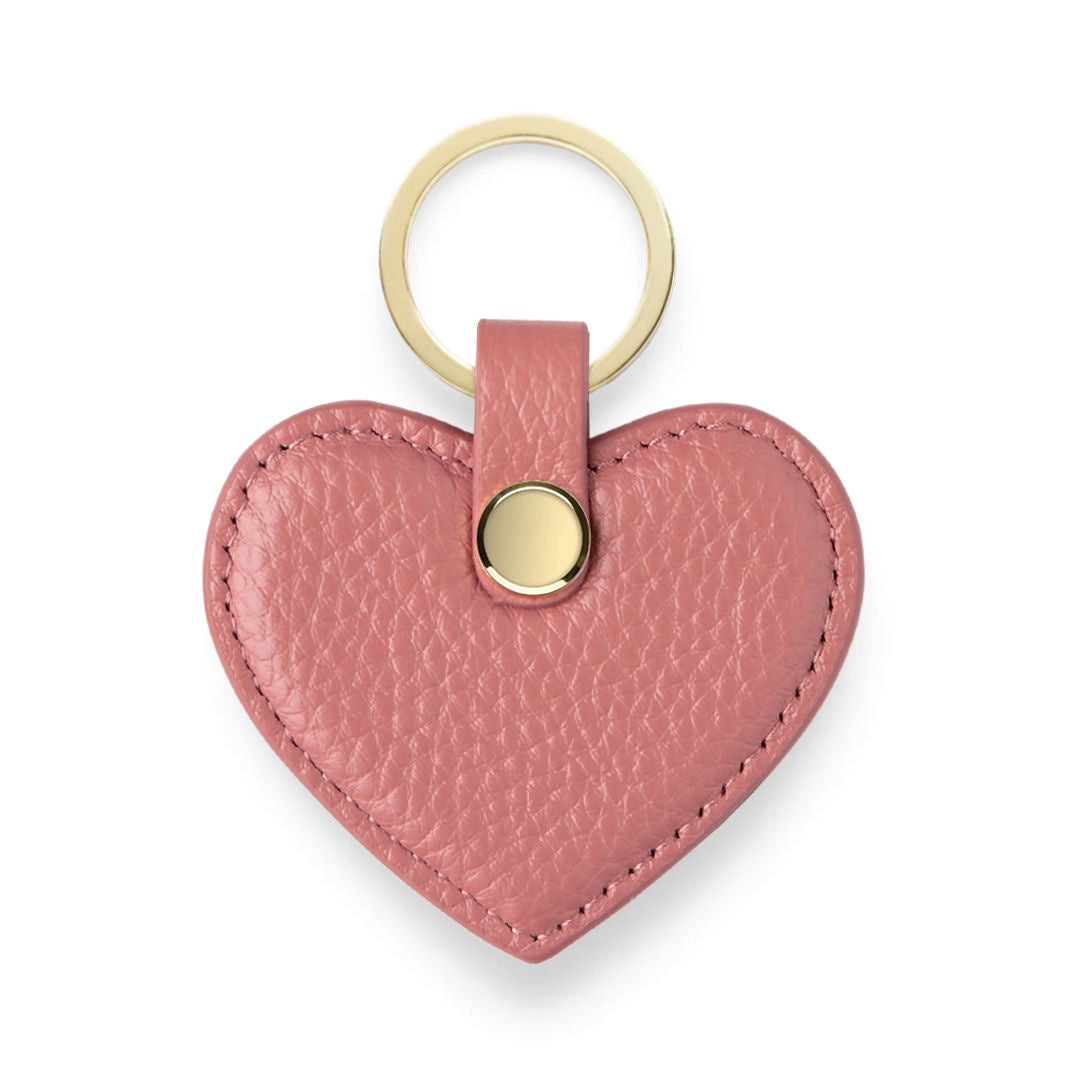 Pink Heart Key Rings Heart Keyring - Pink Pebble Leather - NICCI AND LU