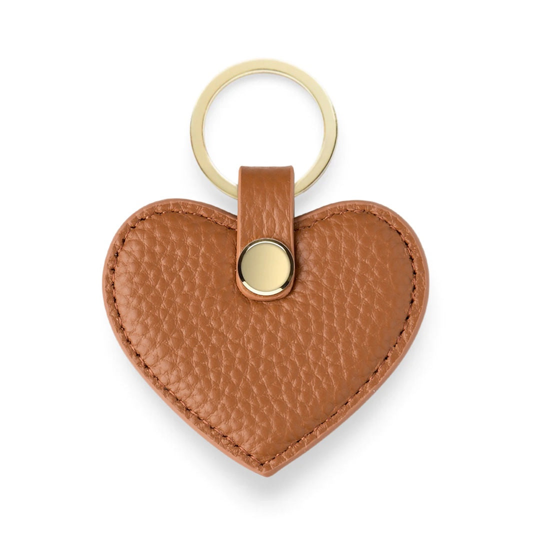 Heart Keyring - Tan Pebble Leather